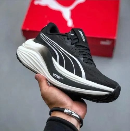 کفش دویدن و پیاده‌روی پوما مدل Puma Fast-R3 / Deviate Nitro Elite - مشکی با زیره ضخیم نیترو سفید | مستر کوالیتی