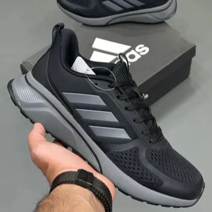 کفش ورزشی و رانینگ آدیداس مدل Adidas Go Star - مشکی با زیره و سه خط طوسی | مستر کوالیتی
