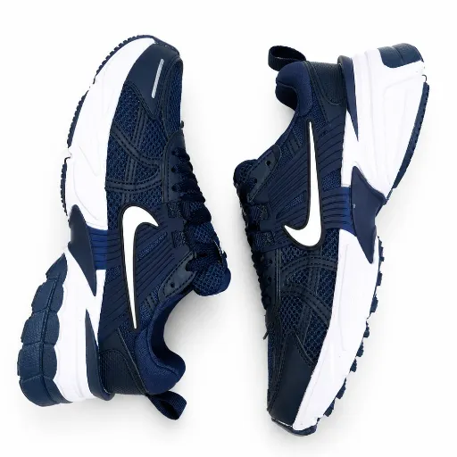 کفش ورزشی و رانینگ نایکی مدل Nike V2K Run - سرمه‌ای با زیره ضخیم سفید | مستر کوالیتی