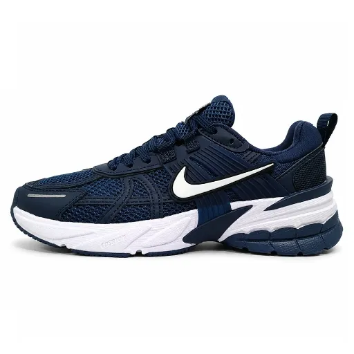 کفش ورزشی و رانینگ نایکی مدل Nike V2K Run - سرمه‌ای با زیره ضخیم سفید | مستر کوالیتی