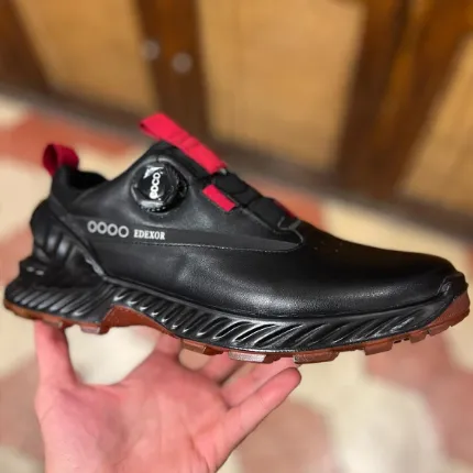 کفش پیاده‌روی و ترکینگ اکو مدل ECCO Biom / Exostride BOA - چرم مشکی با هایلایت قرمز و سیستم بستن دیسکی | اورجینال