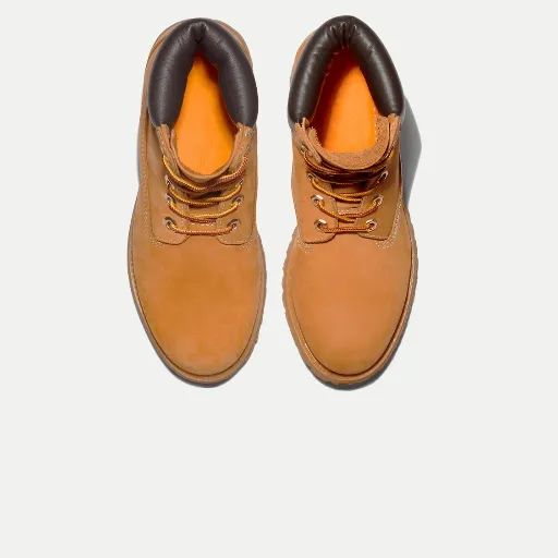 نیم‌بوت تیمبرلند (Timberland) - چرم اشبالت خردلی/عسلی با لبه بالایی مشکی، دوخت دور و زیره عاج‌دار | مستر کوالیتی