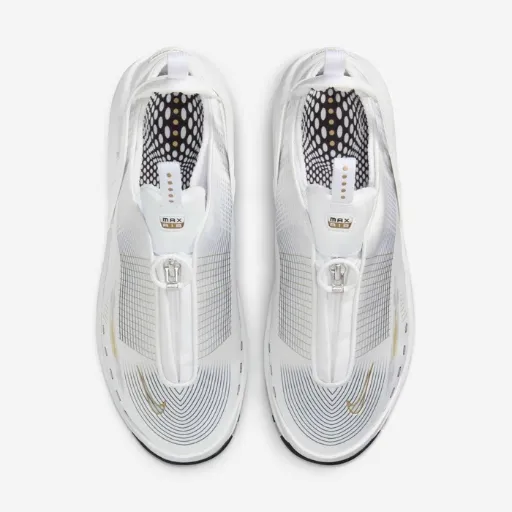 کتونی نایکی ایر مکس زیپ‌دار (Nike Air Max Zip) - رویه تنفس‌پذیر تمام سفید با زیره کپسولی و طراحی آینده‌نگرانه | مستر کوالیتی