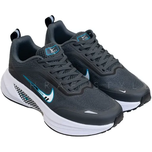 کتونی نایکی پگاسوس ۲.۰ (Nike Pegasus 2.0) - رویه پارچه‌ای تنفس‌پذیر طوسی با سووش شب‌نما / هولوگرامی سبز و زیره لژدار سفید | مستر کوالیتی