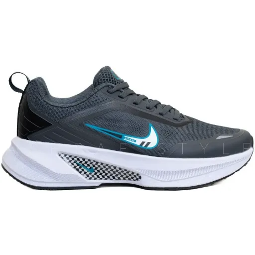 کتونی نایکی پگاسوس ۲.۰ (Nike Pegasus 2.0) - رویه پارچه‌ای تنفس‌پذیر طوسی با سووش شب‌نما / هولوگرامی سبز و زیره لژدار سفید | مستر کوالیتی