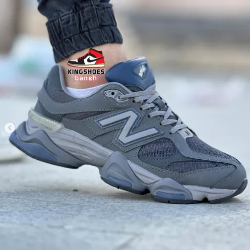 کتونی نیوبالانس ۹۰۶۰ تمام طوسی (New Balance 9060 Slate Blue / Grey Mono) - رویه جیر و مش تنفس‌پذیر طوسی و زیره حجیم طبی ABZORB | مستر کوالیتی