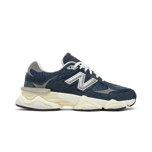کتونی نیوبالانس ۹۰۶۰ سرمه‌ای زیره سفید (New Balance 9060 Eclipse Navy) - رویه جیر و مش تنفس‌پذیر سرمه‌ای زیره حجیم طبی ABZORB | مستر کوالیتی
