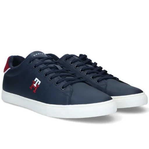 کتونی تامی هیلفیگر کژوال (Tommy Hilfiger Navy Suede White Sole) - رویه جیر سرمه‌ای با لوگوی گلدوزی و زیره ونس | مستر کوالیتی