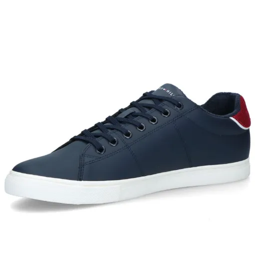 کتونی تامی هیلفیگر کژوال (Tommy Hilfiger Navy Suede White Sole) - رویه جیر سرمه‌ای با لوگوی گلدوزی و زیره ونس | مستر کوالیتی