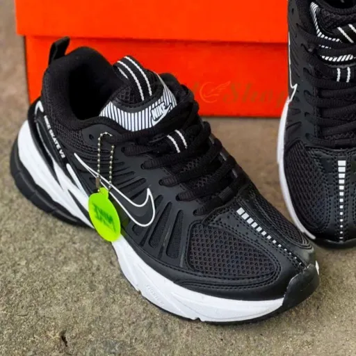 کتونی نایکی اسکی ۲ (Nike Initiator / Skate V2 Black White) - رویه ترکیبی مش و چرم مشکی زیره سفید | مستر کوالیتی