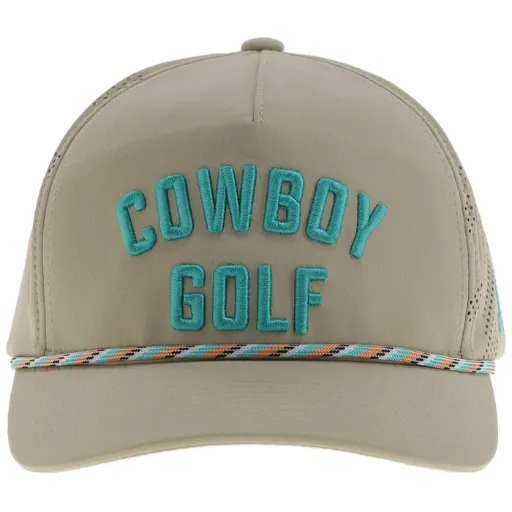 کلاه کپ هویی مدل Cowboy Golf رنگ تن با دوخت و گلدوزی تیال