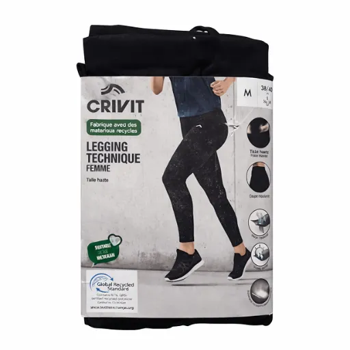 لگینگ تکنیکال زنانه کریویت مشکی فاق بلند Crivit