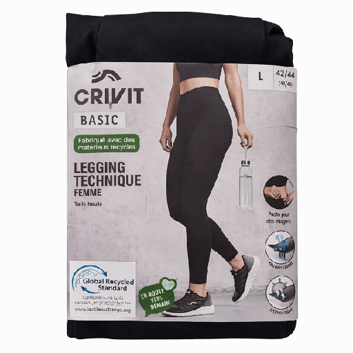 لگینگ تکنیکال زنانه کریویت BASIC مشکی فاق بلند Crivit
