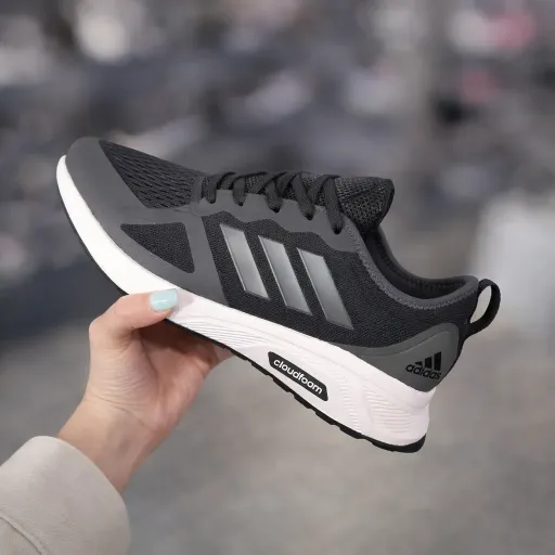 کفش ورزشی و رانینگ زنانه آدیداس مدل Adidas Cloudfoam - مشکی زیره سفید | مستر کوالیتی