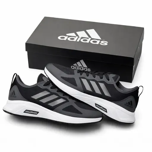 کفش ورزشی و رانینگ زنانه آدیداس مدل Adidas Cloudfoam - مشکی زیره سفید | مستر کوالیتی
