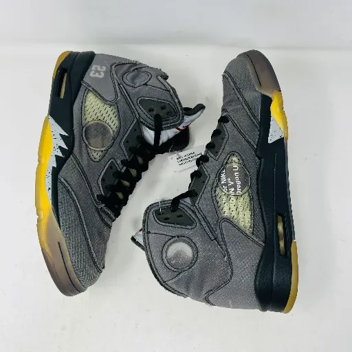 کفش اسپرت ایر جردن مدل Air Jordan 5 Retro x Off-White - رنگ طوسی | مستر کوالیتی