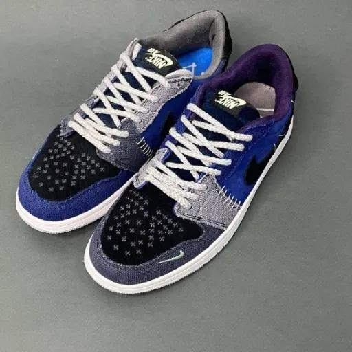 کفش اسپرت ایر جردن مدل Air Jordan 1 Low OG - رنگ آبی رویال طرح پچ‌ورک | مستر کوالیتی
