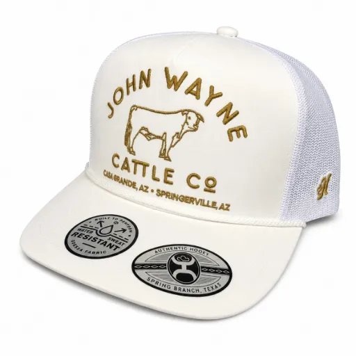 کلاه کپ تراکر هویی مدل جان وین Cattle Company رنگ سفید