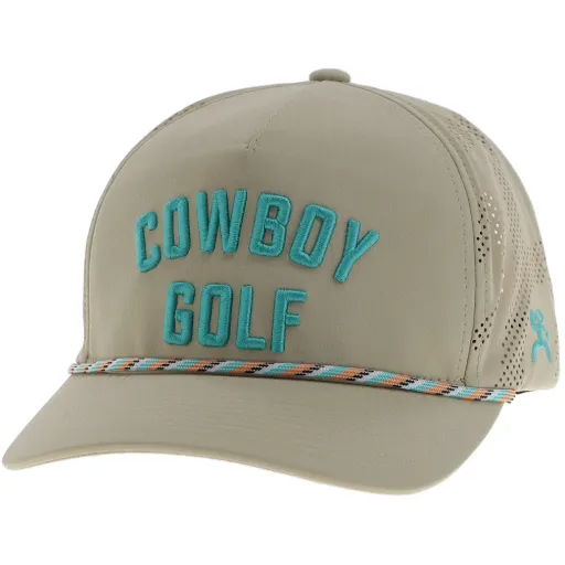 کلاه کپ هویی مدل Cowboy Golf رنگ تن با دوخت و گلدوزی تیال