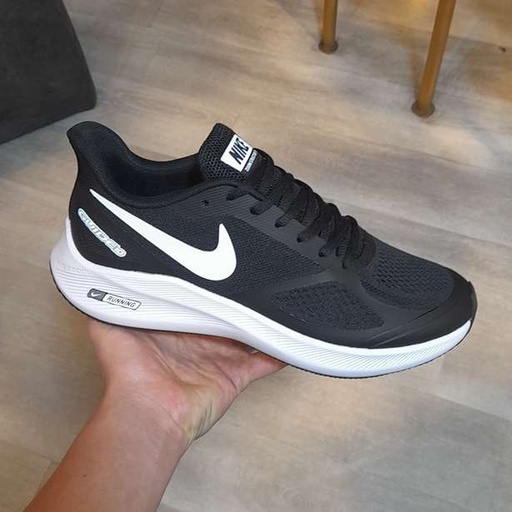 کتونی زنانه نایکی زوم گاید ۱۰ (Nike Zoom Guide 10 Black White Women) - رویه اسپیسر تنفس‌پذیر تمام مشکی با زیره لژدار طبی | مستر کوالیتی